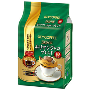 キーコーヒー KEY COFFEE DRIP ON ドリップオン キリマンジャロブレンド 8g×10袋×6個（60袋）<br>【7～10営業日以内に出荷】 ドリップコーヒー ドリップバッグコーヒー