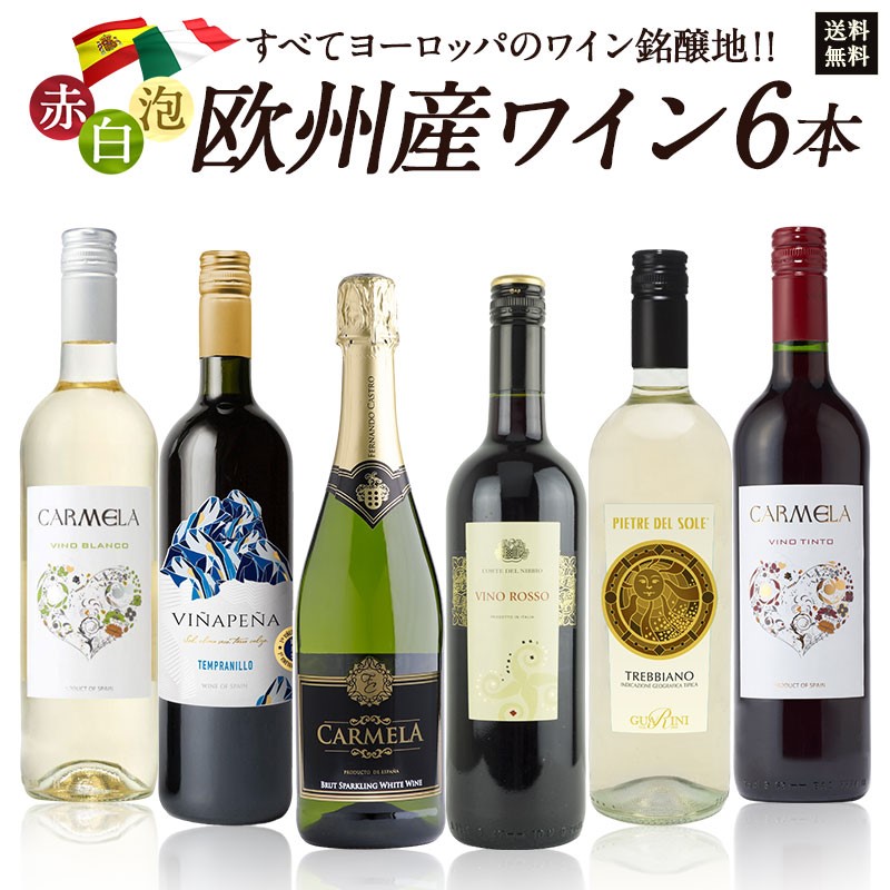 欧州限定 赤 白 泡 パーティーパック 6本 飲み比べ セット [W]<br>【送料無料】【3～4営業日以内に出荷】[W]